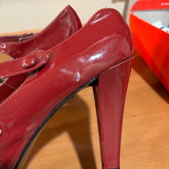 Ankle Strap platform Red patent peep toe - Picture 2 of 4